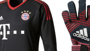 Manuel Neuer Torwarthandschuhe 2017/2018 und Torwart Trikot des FC Bayern