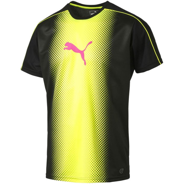 Puma IT evoTRG Cat Graphic Tee - black-safety yellow - Gr. L