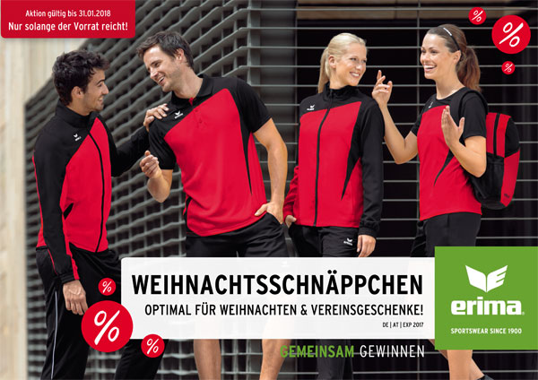 ⚽ Jetzt 70% und mehr bei Sportartikeln von Erima sparen. Die Erima Outlet Sale Angebote aus dem Weihnachtsflyer ⚽