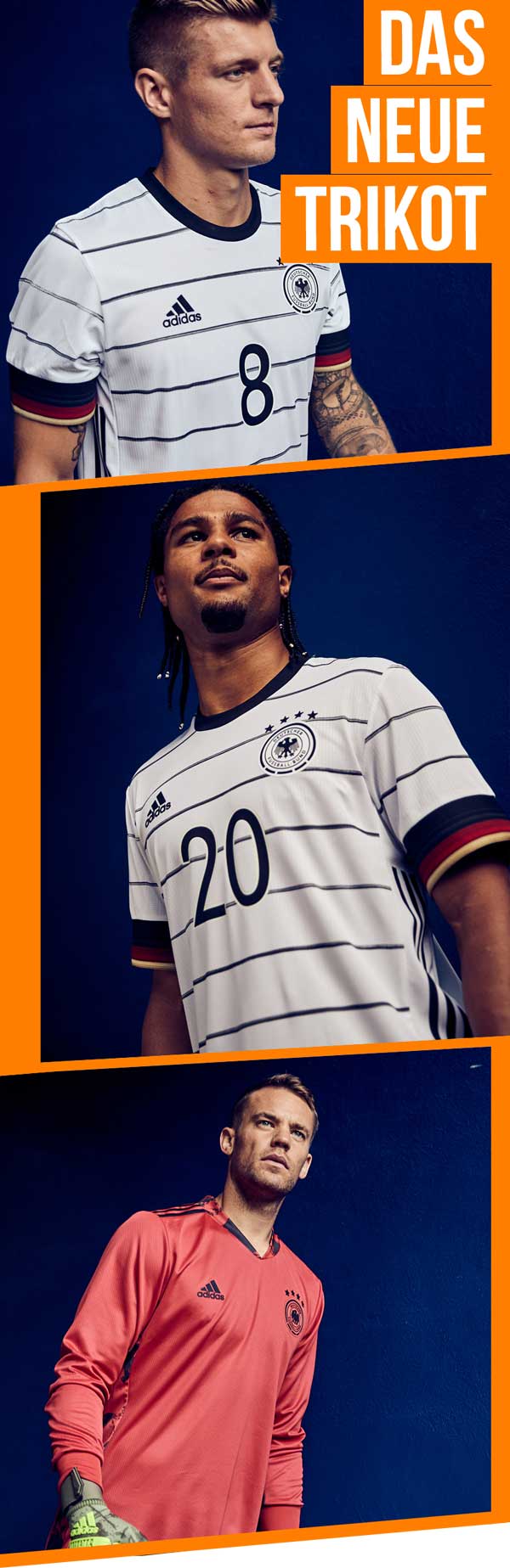 Es ist an der Zeit für ein neues Trikot. Ab sofort bekommst du bei uns dein neues adidas DFB Trikot