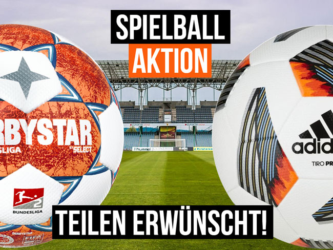 jetzt bis zu 50% bei den Spielbällen von adidas oder Derbystar sparen.