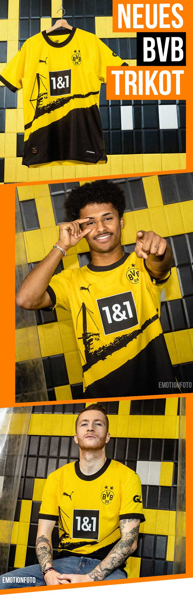 Hol dir jetzt als einer der ersten das neue BVB Trikot der Saison 2023/2024.