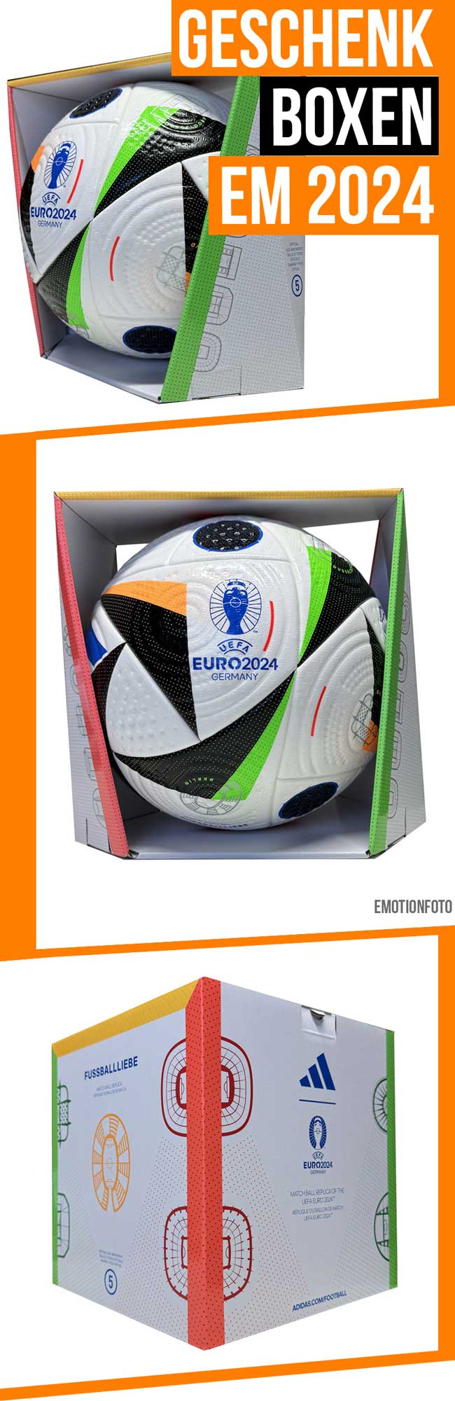 Hol dir jetzt die sportliche Geschenk Box und sicher dir einen der neuen Fußbälle für die Euro 2024