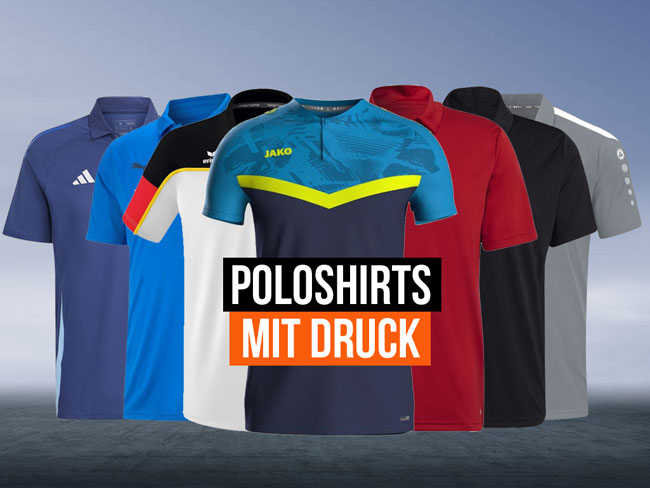 jetzt Poloshirts mit 40% Rabatt und eigener Bedruckung online bestellen.