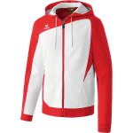 Das rot/weiße Design der Erima Trainingsjacke mit Kapuze