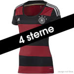 Das Adidas DFB Trikot für Frauen mit 4 Sternen in schwarz rot. Deutschland Trikot mit Damen Schnitt