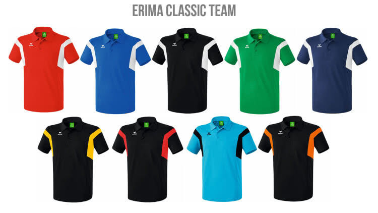Die Erima Classic Team Linie mit allen Farben aus dem Teamsport Katalog