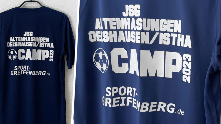 Die Fußball Camp Shirts mit eigener Bedruckung in weiß