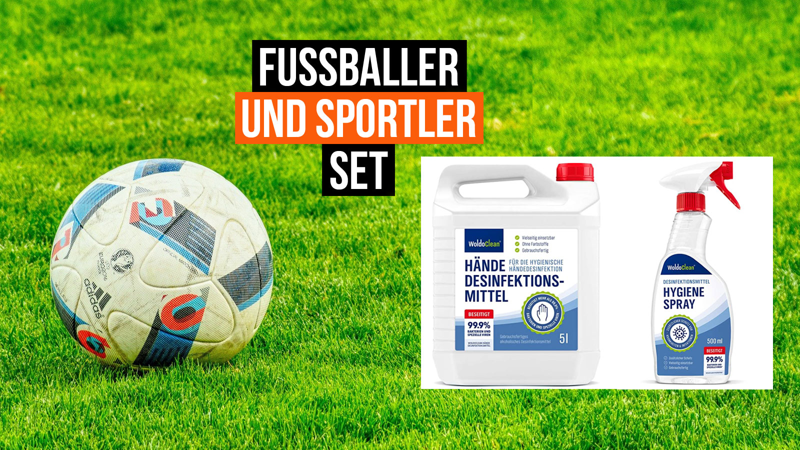 Das Fussball-Desinfektionsmittel-Set jetzt günstig online bestellen