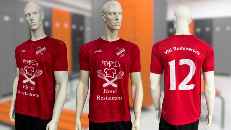 Die roten Jako Grafik Trikots mit Bedruckung - VfB Rommerode