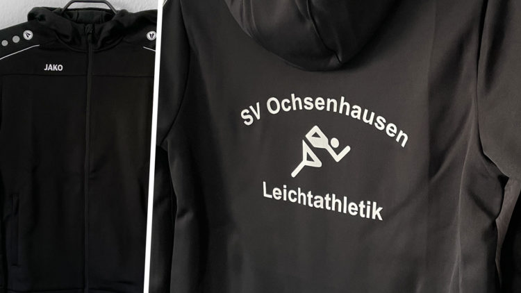 schwarze Jako Kapuzenjacke für den Leichtathletik Verein