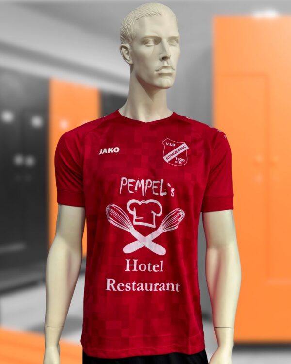 rote Jako Trikots Pixel mit Bedruckung auf der Brust