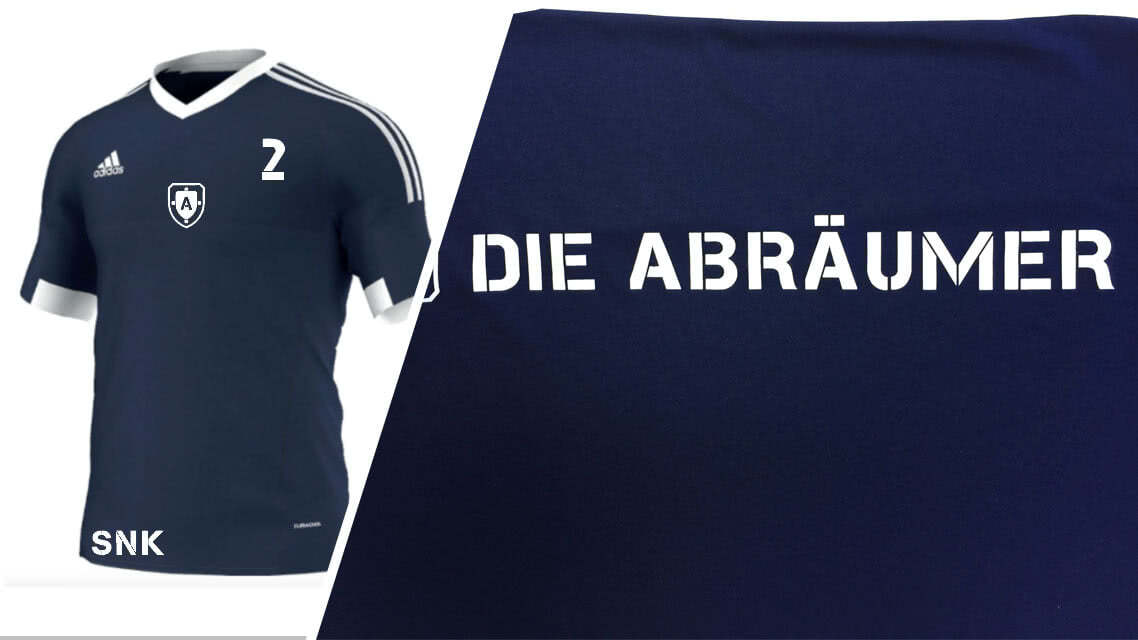 Das Kegelshirt mit Druck der Abräumer zeigt sich mit Teamnamen