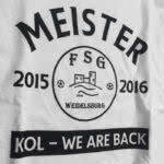 Der Meister Shirt Druck mit Vereinslogo und Jahreszahlen