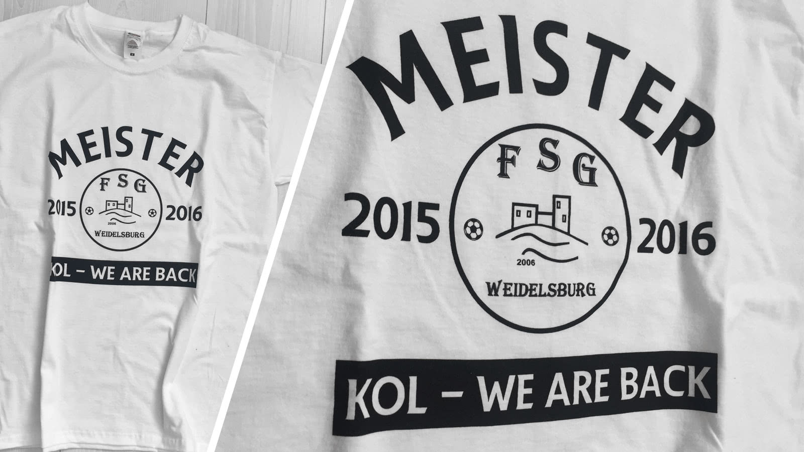 Meistershirt mit eigenem Aufdruck vom Vereinslogo