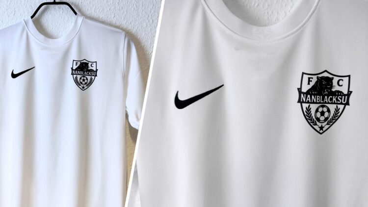 weiße Nike Jersey mit Vereinswappen Bedruckung in schwarz