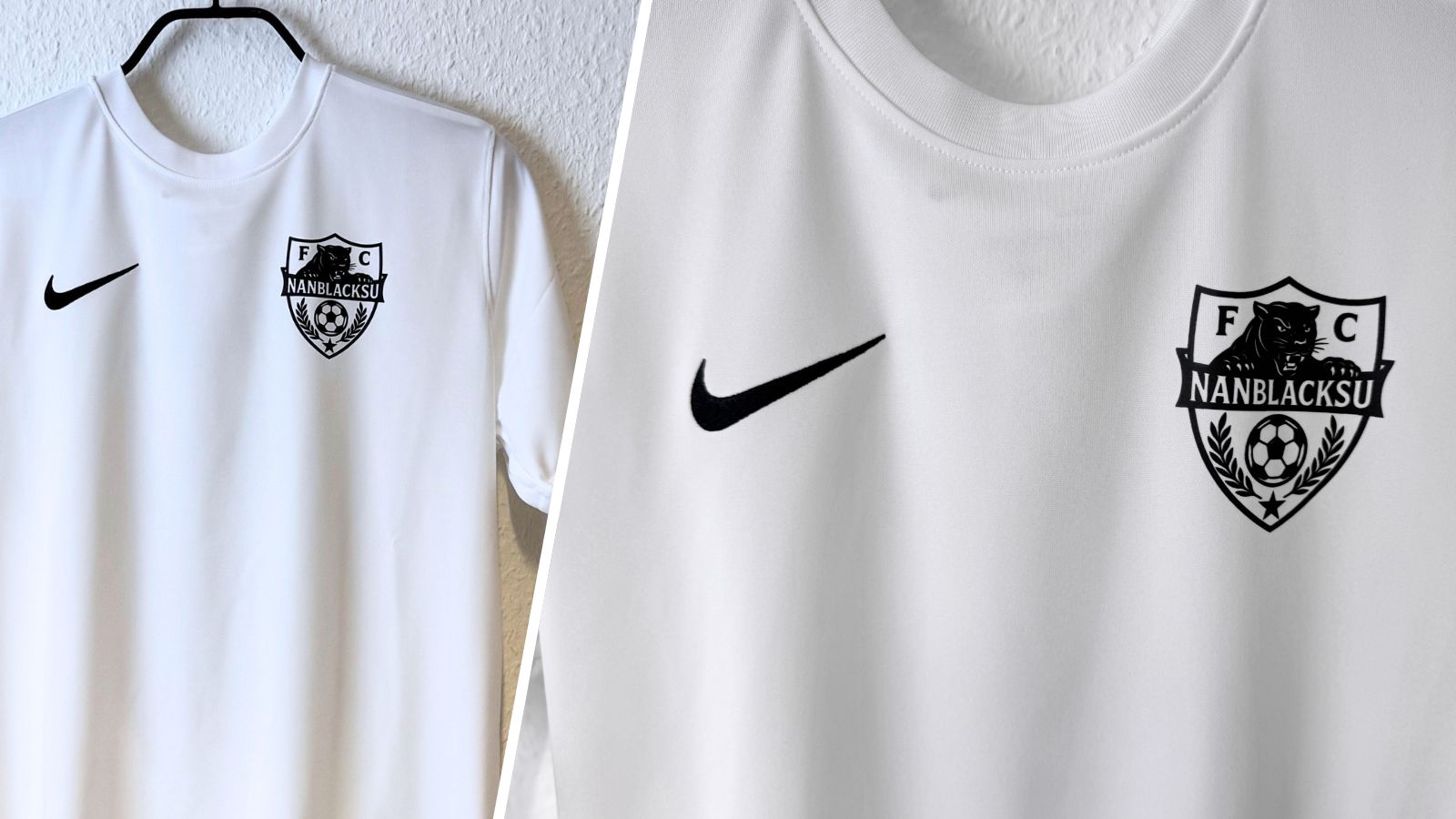 weiße Nike Jersey mit Vereinswappen Bedruckung in schwarz