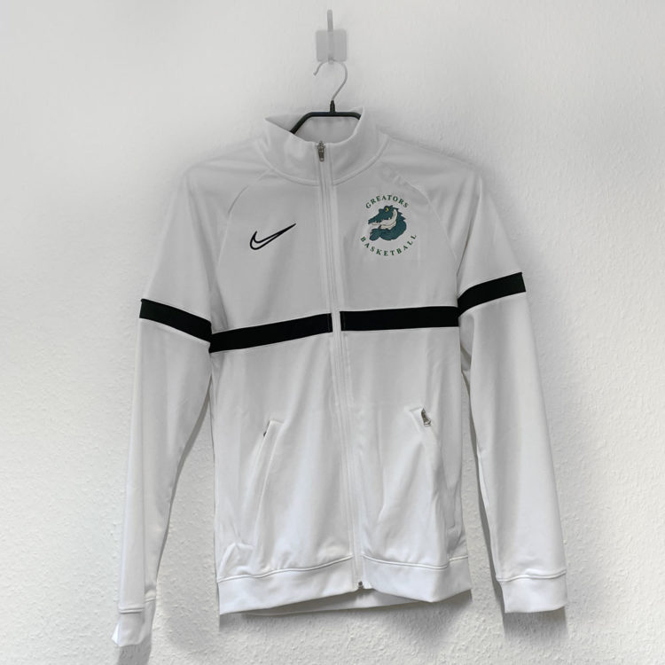 weiße Nike Trainingsjacke mit Sublimationsdruck des Vereinslogos