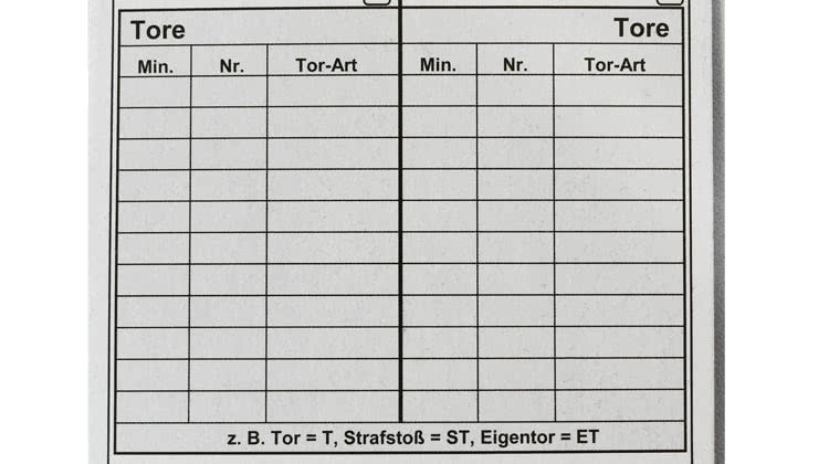 Die Torart bei den Fußball Referee Spielnotizkarten der neuen Online Generation