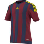 Das Adidas Striped 15 Jersey collegiate burgundy/dark blue im Barca Look.