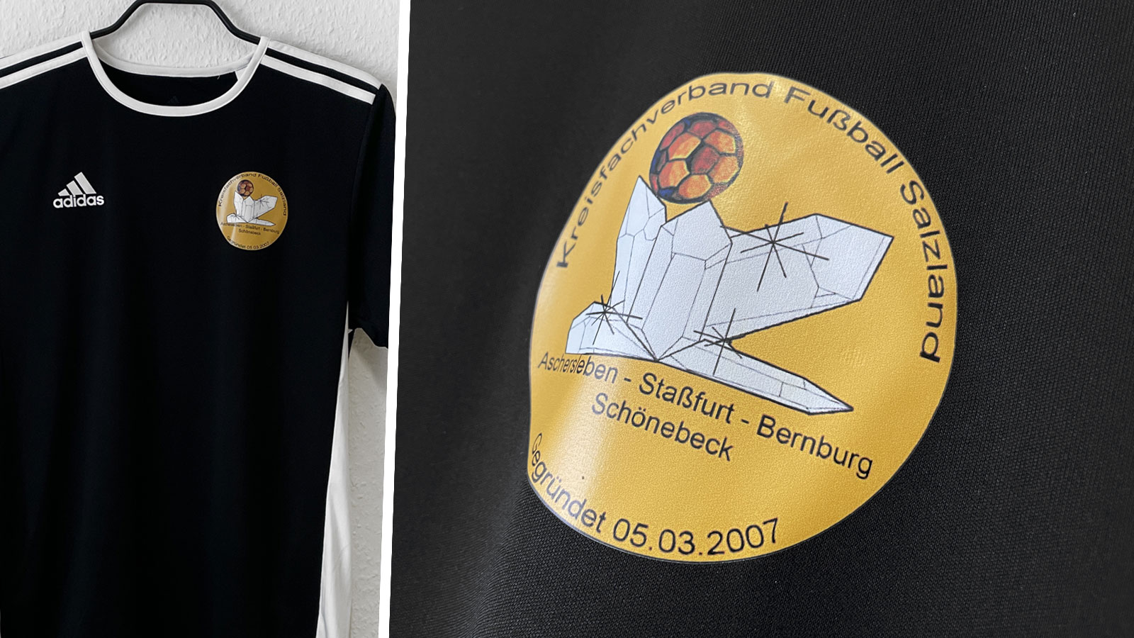 das adidas Schiedsrichter Shirt mit Druck der Schiedsrichtervereinigung