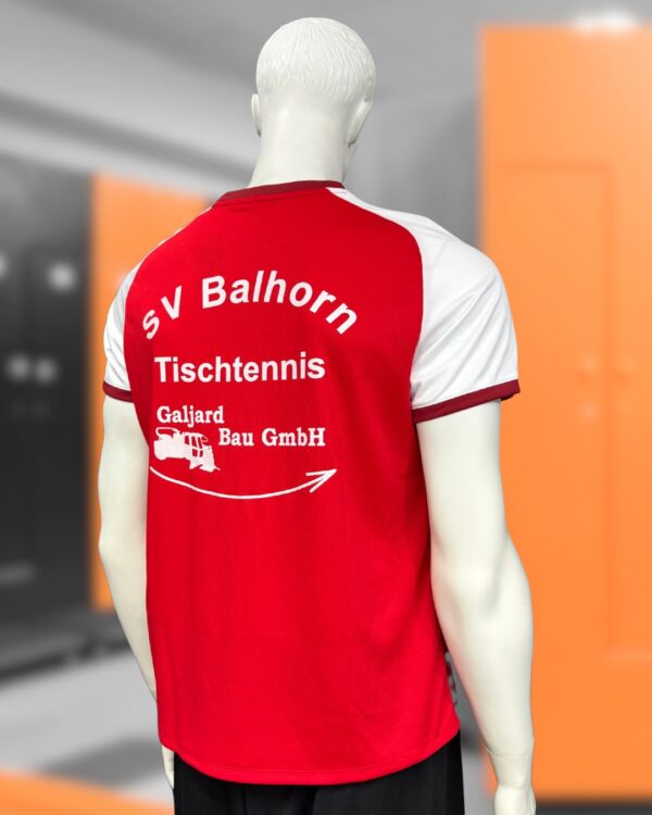 Tischtennis Shirts mit Druck auf dem Rücken in rot weiß