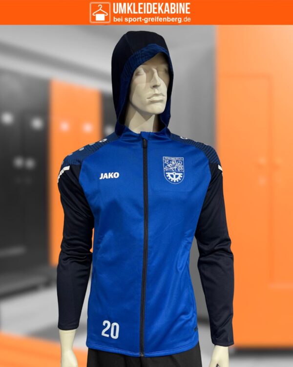 blaue Jako Trainingsjacken mit Kapuze und Druck