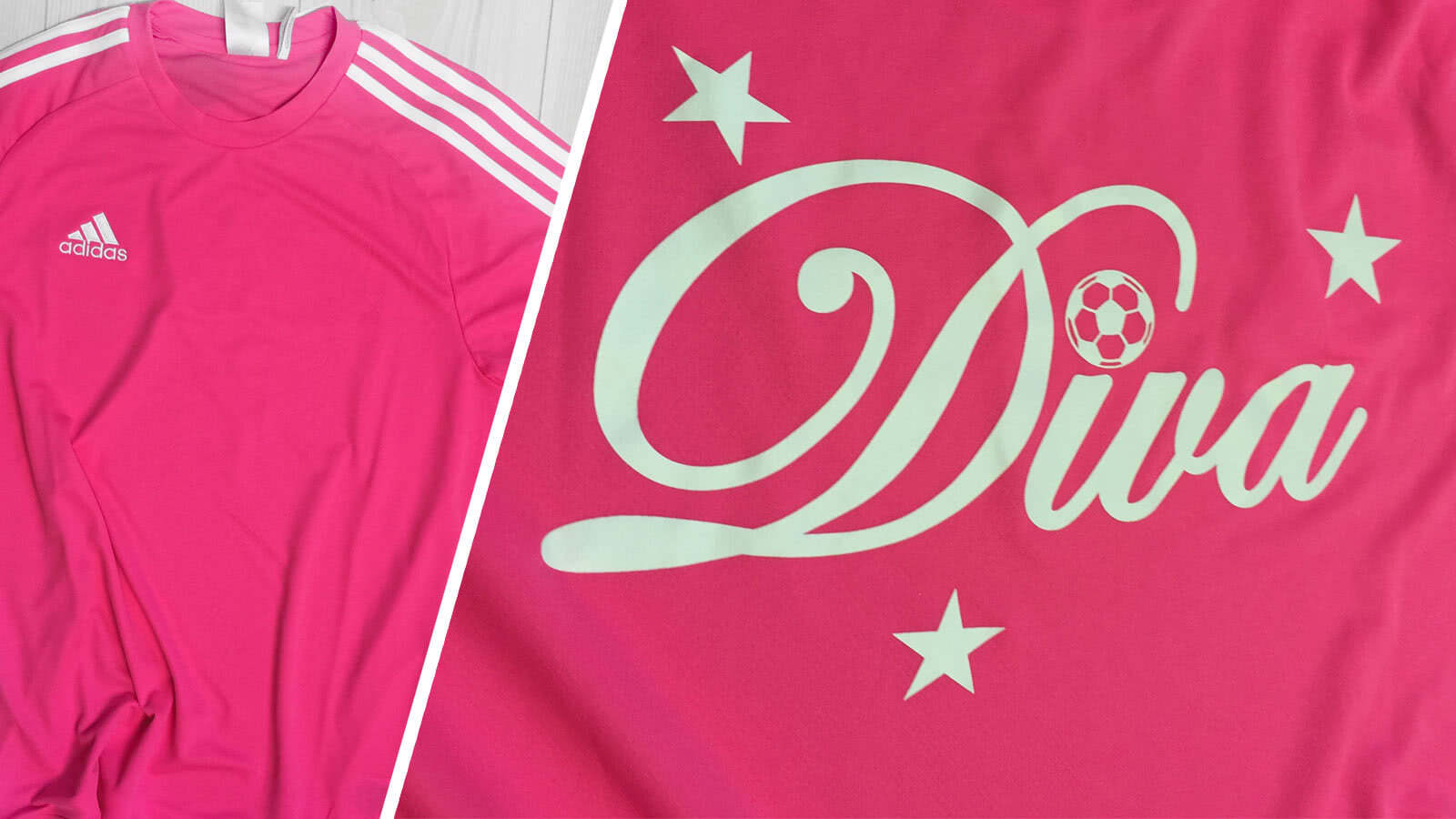 Das Adidas Frauen Trikot mit Druck des Diva Logos