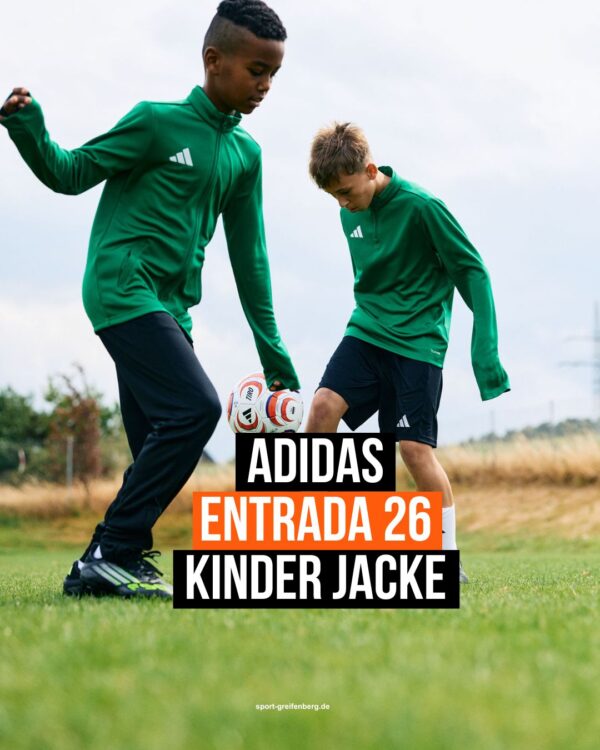 Die adidas Entrada 26 Kinder Trainingsjacke als Polyesterjacke mit Trainingshose oder Short