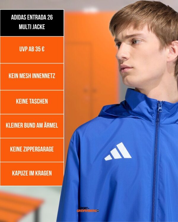 Die Features der adidas Entrada 26 Multi Jacke
