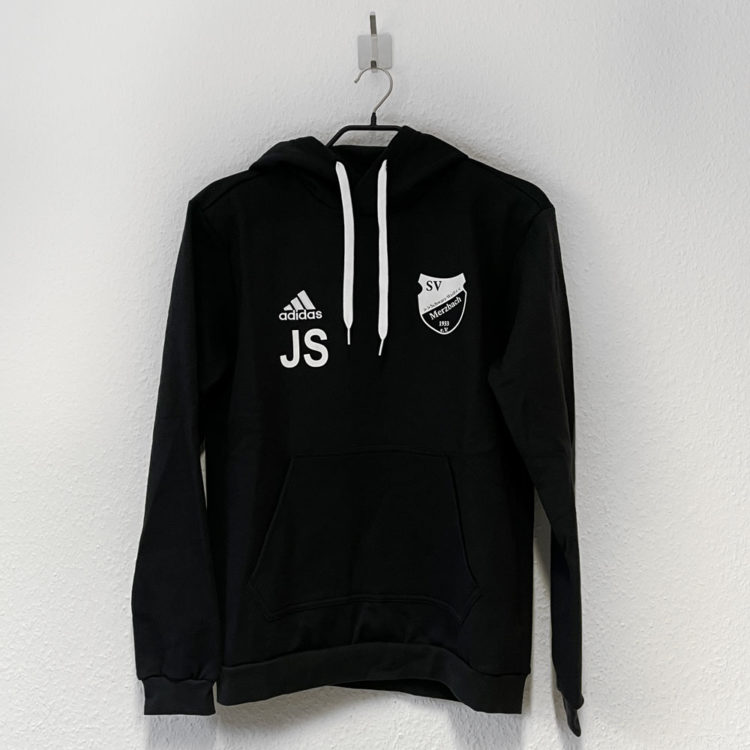 das schwarze adidas Kapuzen Hoody mit dem weißen Vereinslogo