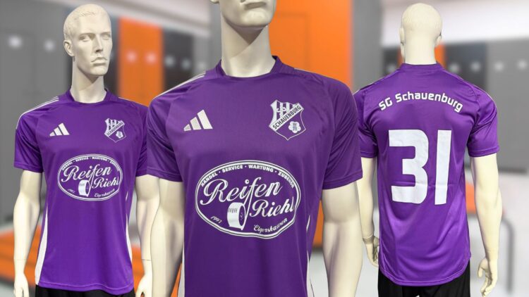 lila adidas Locker Room Trikots mit Bedruckung der SG Schauenburg in weiß