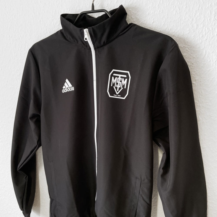 adidas Präsentationsjacke in schwarz mit weißem Logo