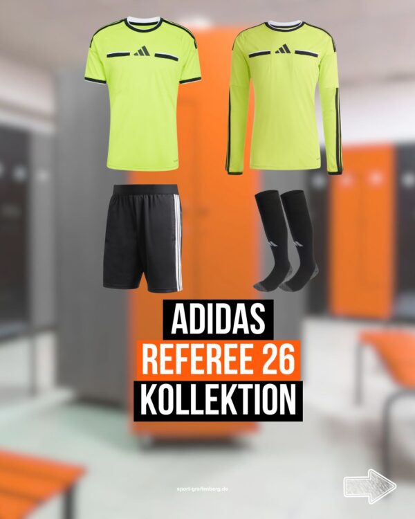 komplette adidas Referee 26 Kollektion mit Trikot + Langarm Trikot + Short + Stutzen