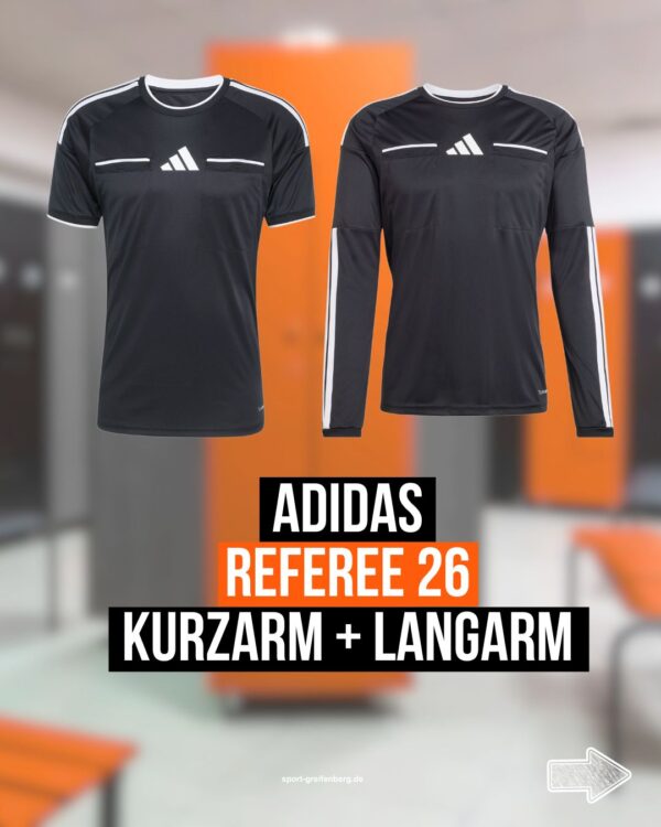 Das adidas Referee 26 Jersey gibt es in Kurzarm und Langarm