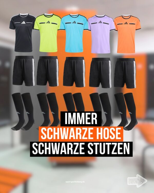 Die adidas Referee 26 Shorts und Stutzen in schwarz zu jedem Trikot