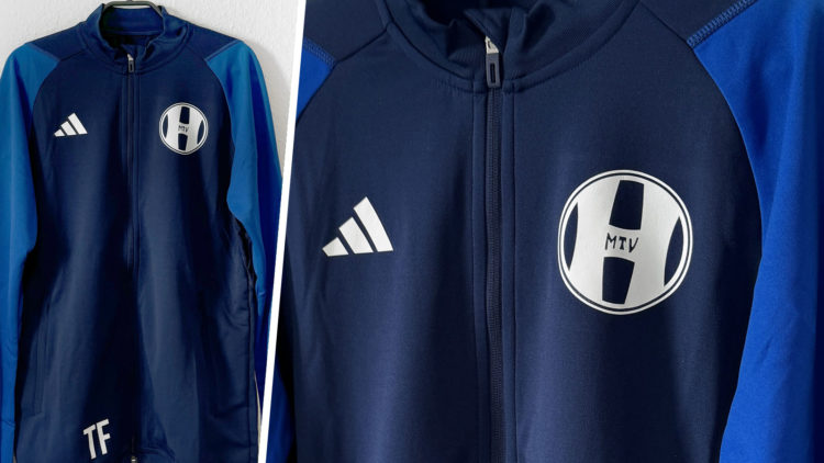 blaue adidas Trainingsjacken wie Schalke für dein Team in weiß