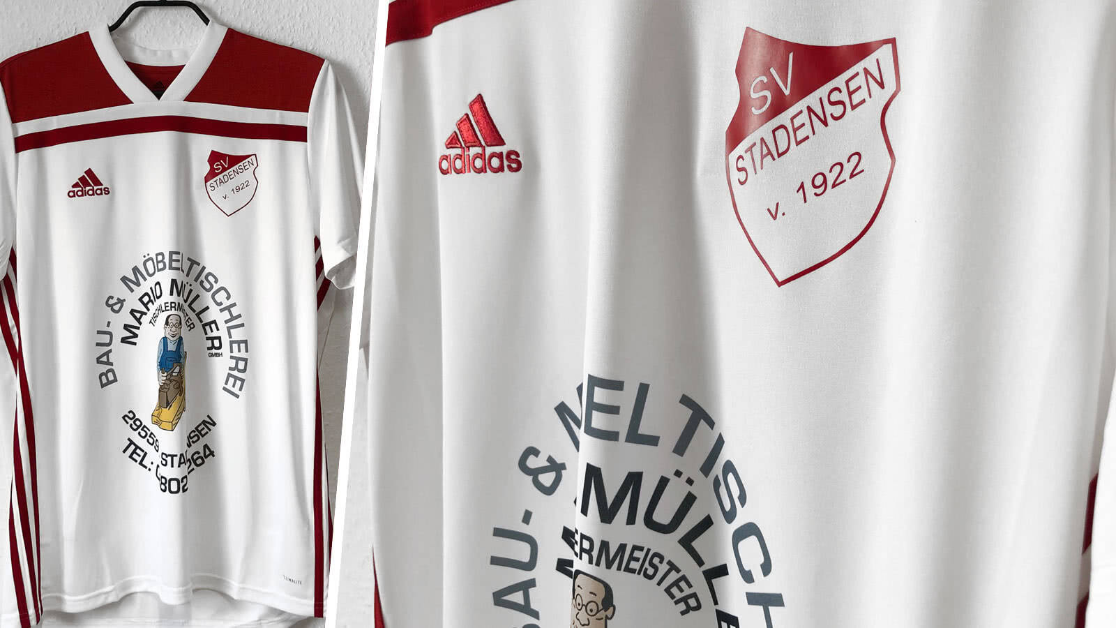 adidas Trikotsatz mit farbigem Logo als Beispiel und Referenz