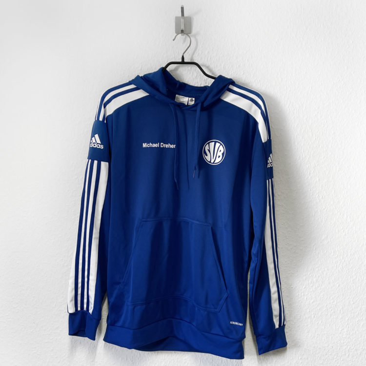 blaues adidas Kapuzen Hoodie mit Vereinslogo Bedruckung