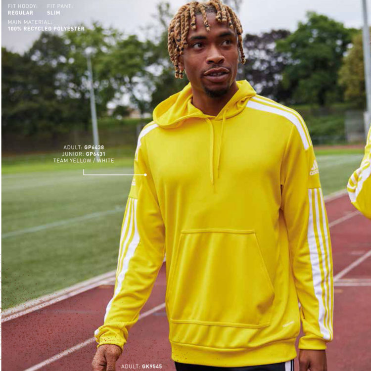 das gelbe adidas Squadra 21 Hoody für die Vereinsbekleidung