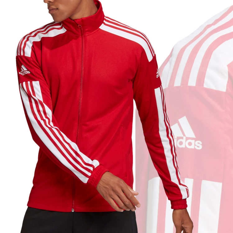 Die adidas Squadra 21 Präsentationsjacke für den Präsentationsanzug in rot