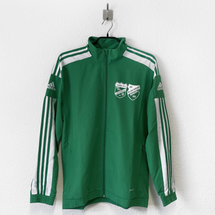 Die adidas Squadra Trainingsjacke mit Vereins-Wappen Aufdruck in weiß