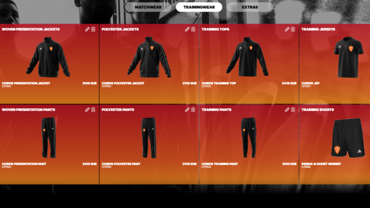 Der adidas Vereins Katalog mit eigener Sportbekleidung