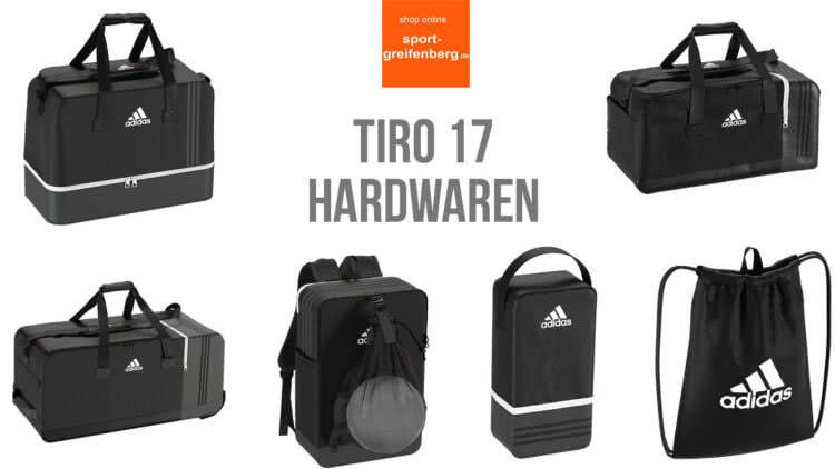 Adidas Tiro 17: Sporttaschen (Teambag) sowie Rucksack (Backpack) und Schuhbeutel