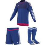 Dass Adidas Top 15 Torwart Set bold blue mit Torwarttrikot und Campeon Short sowie Stuzen