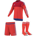 Das Adidas Top 15 Torwart Set in bright red mit Torwarttrikot Hose und Stutzen