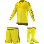 Das Adidas Top 15 Torwart Set in bright yellow mit Torwarttrikot Torwarthose und Stutzen