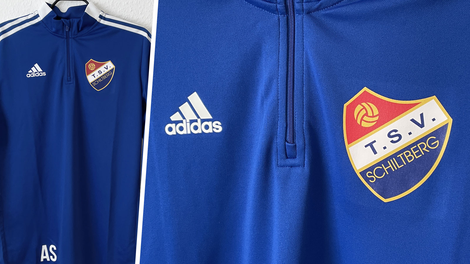 Das adidas Trainingstop mit dem Vereinswappen Aufdruck in Farbe