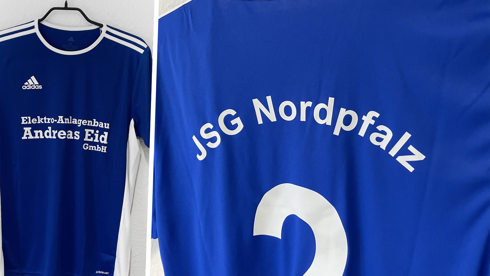 adidas Trikot Set mit Vereinsnamen und Werbung für die JSG