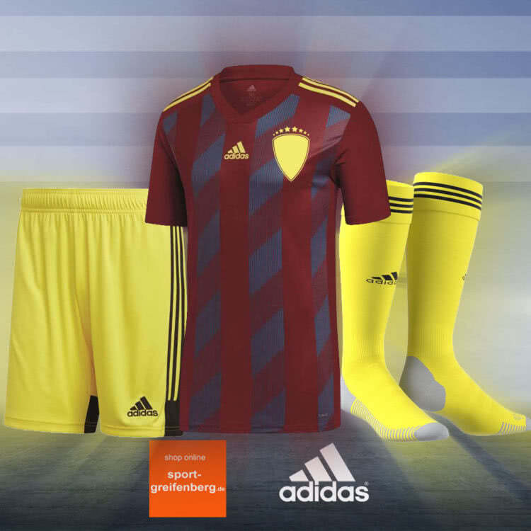 Der adidas trikotsatz Striped 19 barca (Trikot) gelb (Hose) gelb (Stutzen)